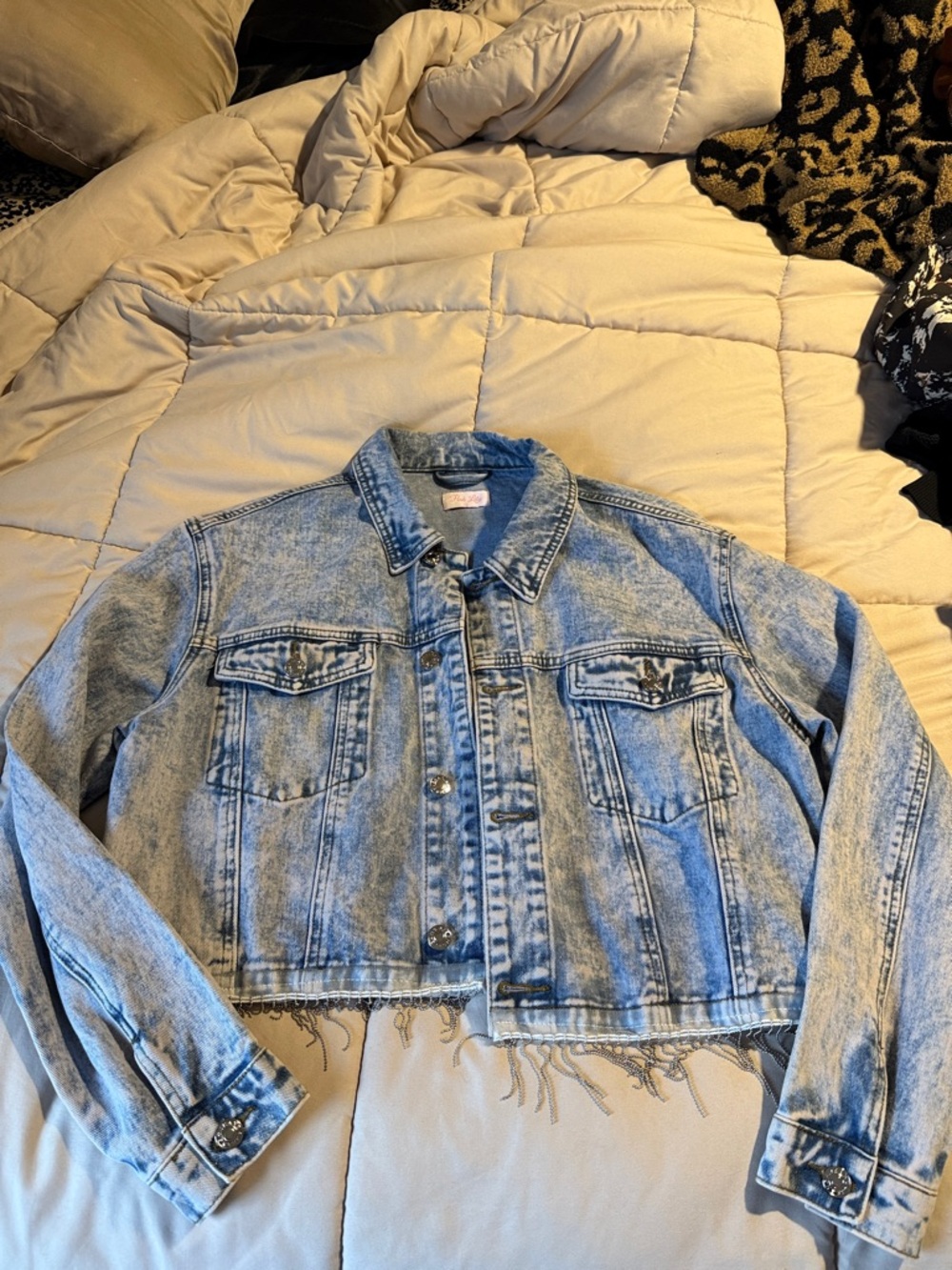 Classic Acid-Wash Denim Jacket - Light Blue